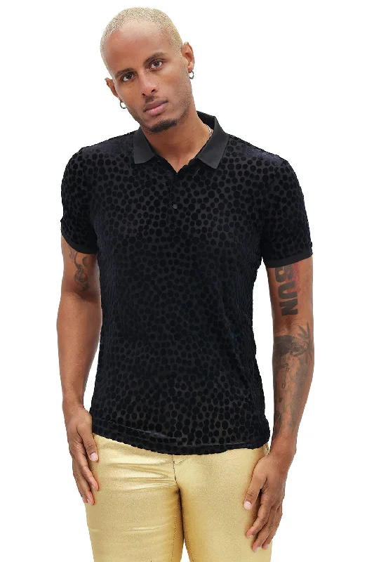 Men's short-sleeve structured purple tee-Polka Velvet Polo Shirt