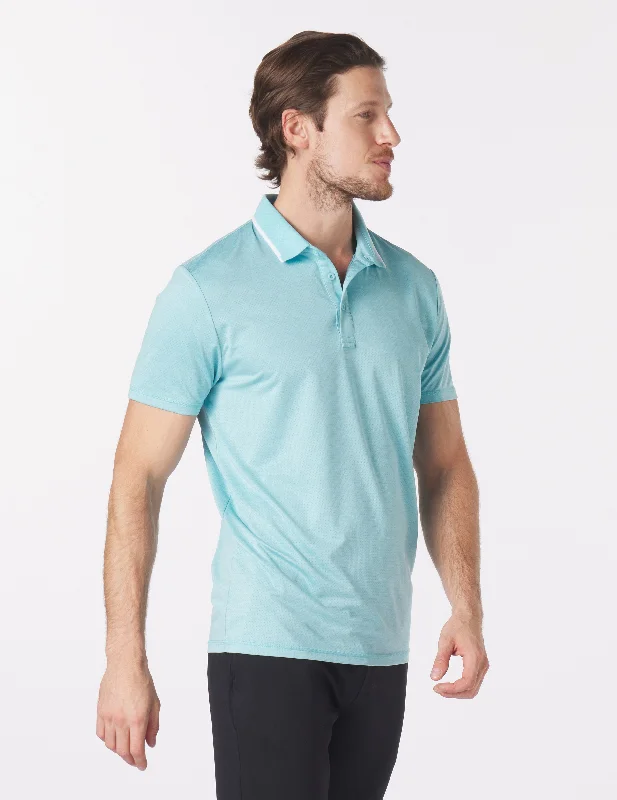 Men's short-sleeve kayaking green shirt-Power Fade Polo: Hydrangea