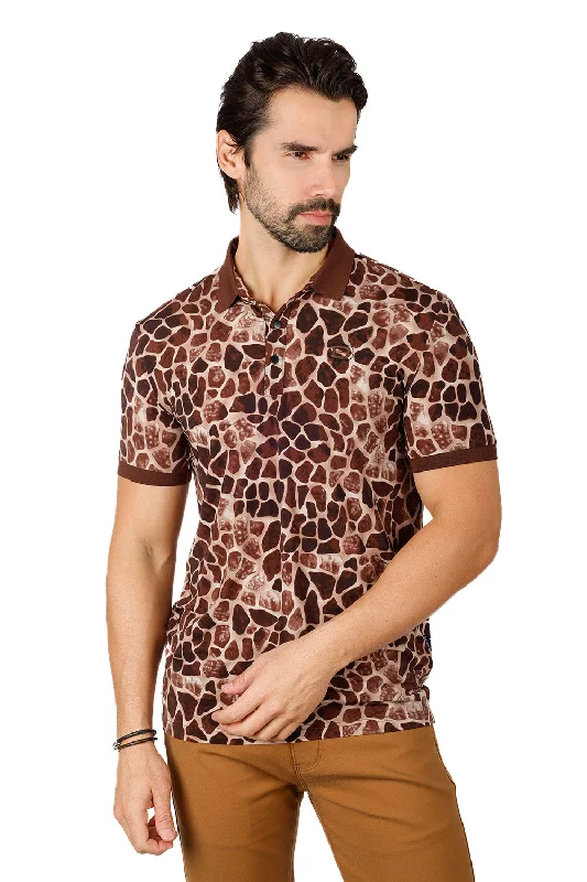 Men's short-sleeve loud print top-Rocky Plot Polo Shirt