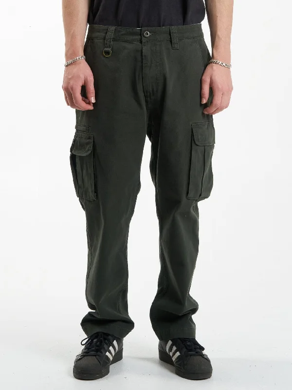 men's olive slim pants-Slacker Union Cargo Pant - Oil Green