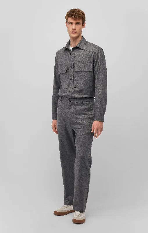 men's tailored khaki pants-STRAIGHT LEG PANTS IN DARK GREY MELANGE