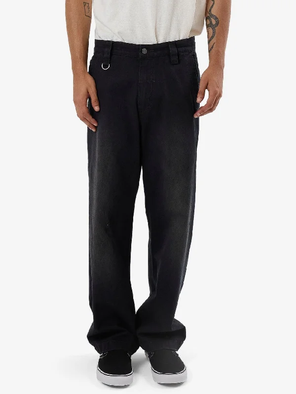 men's high-waisted stretch pants-Thrills Union Slacker Work Pant - Washed Black