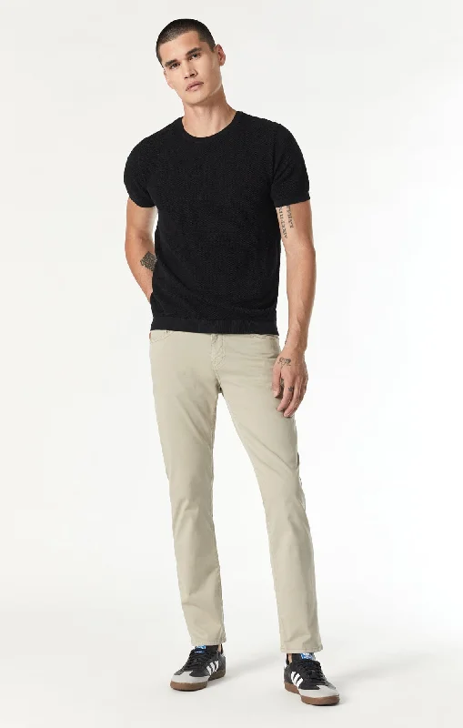 men's olive slim pants-ZACH STRAIGHT LEG IN ALUMINUM TWILL